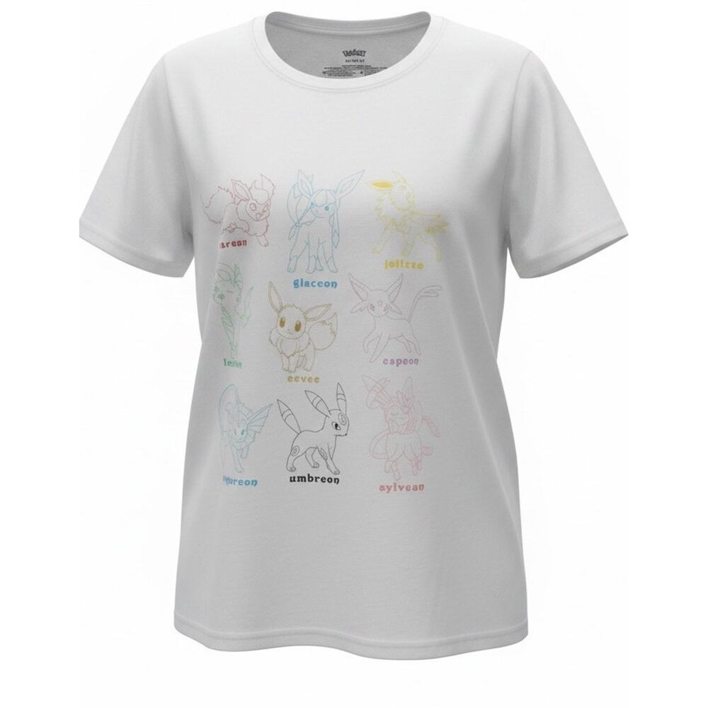 Women's Plus 2X Hot Topic Pokémon Eevee Evolutions Line Art Scoop Neck Tee Shirt